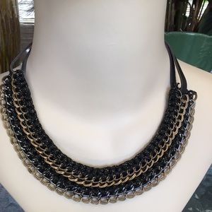 LOFT Adjustable Black & Gold Woven Collar